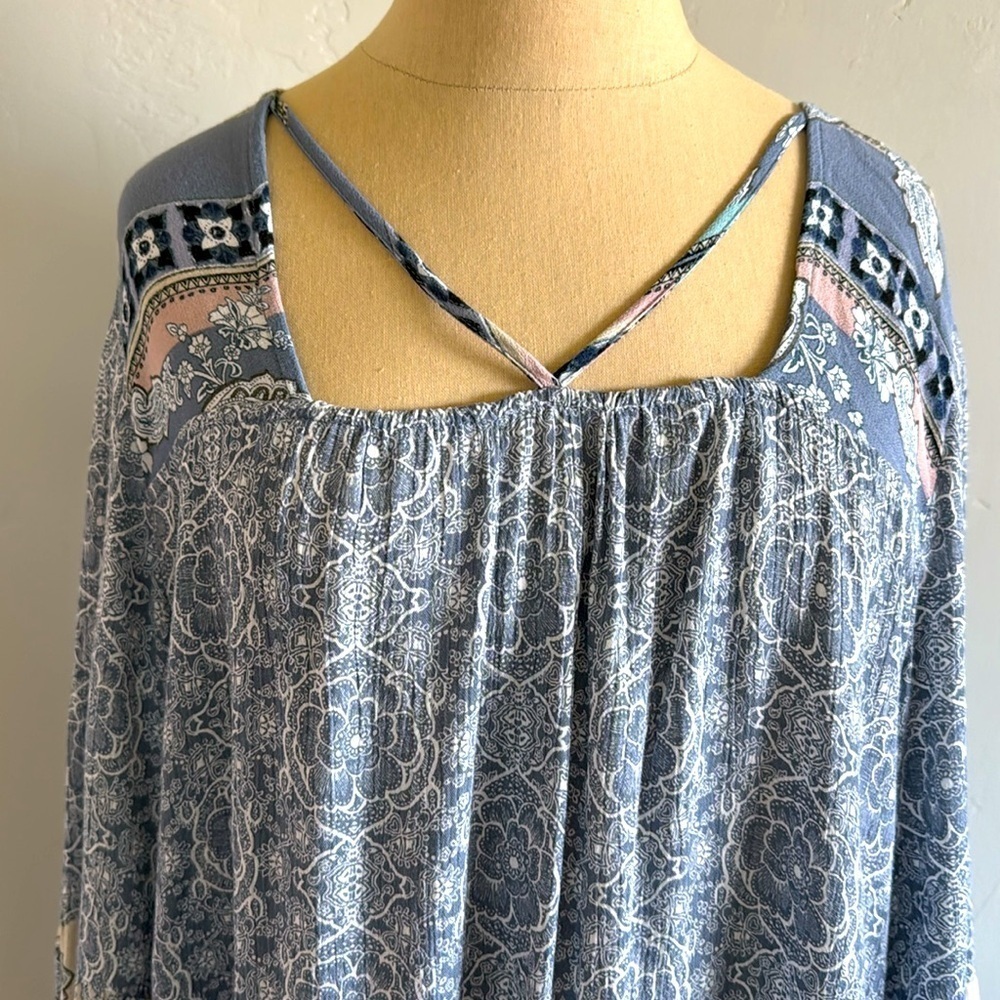 Knox Rose Prairie Peasant Blouse Womens XL Paisley Pirate sleeve Bohemian - Picture 4 of 9